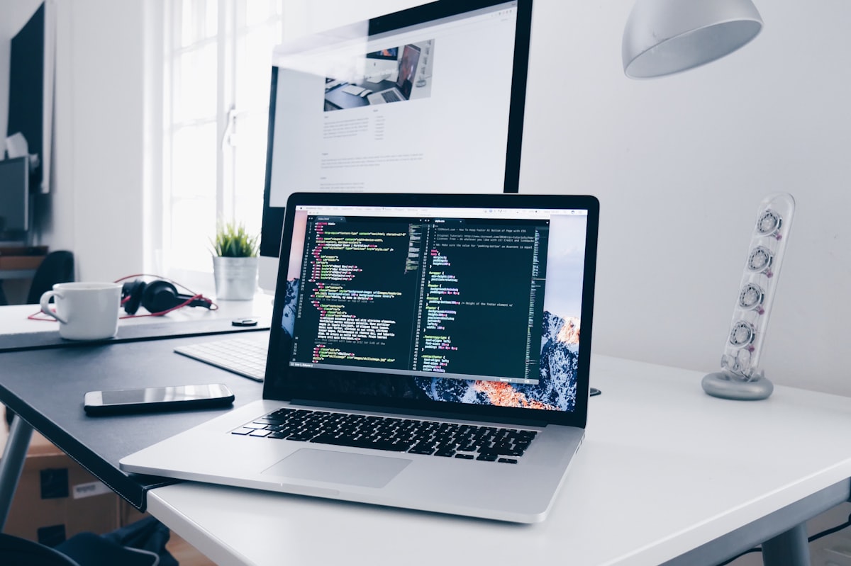 Developer building a business website homepage